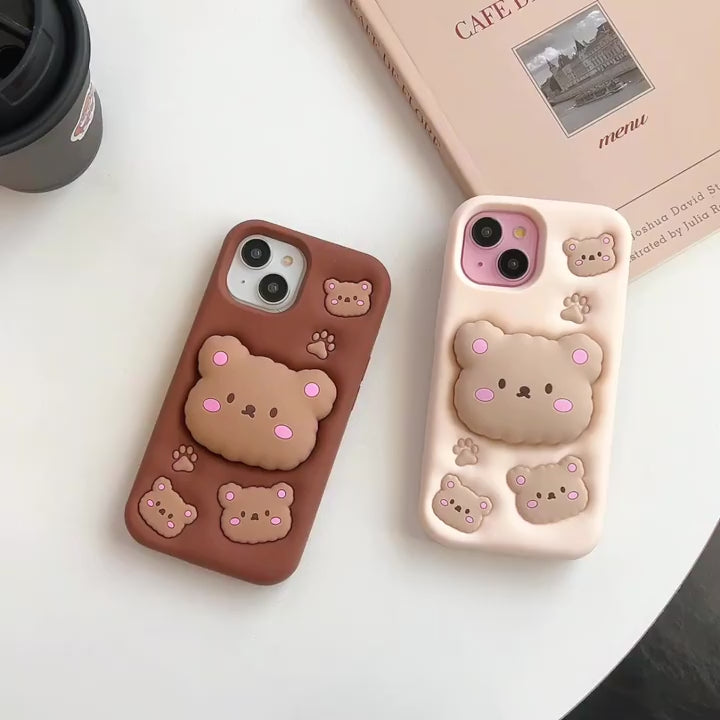 Teddy Bear 3D Cartoon Case Cotton Candy Love Graphic Animal Case with Holder